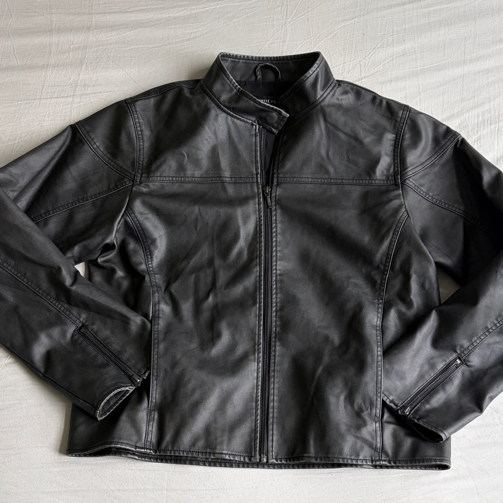 White fox “Dazed Jacket” Faux Leather